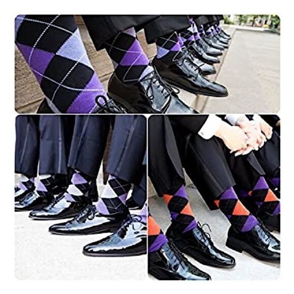 Men Lords Argyle Diamond Multi Color Dress Socks (3 pairs) - Picture 15 of 15